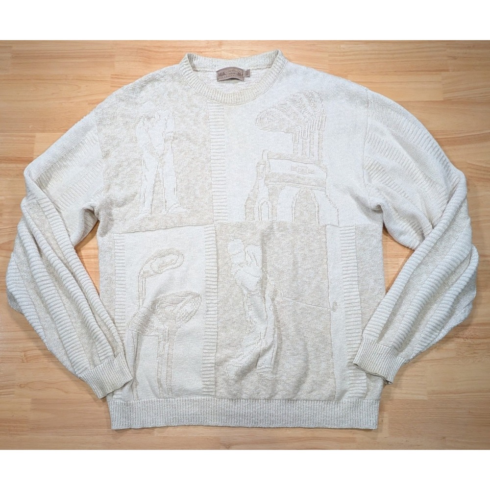 Vintage Shenandoah Golf Sweater Mens 2XLXT Cream Cotton Blend Knit USA Made
